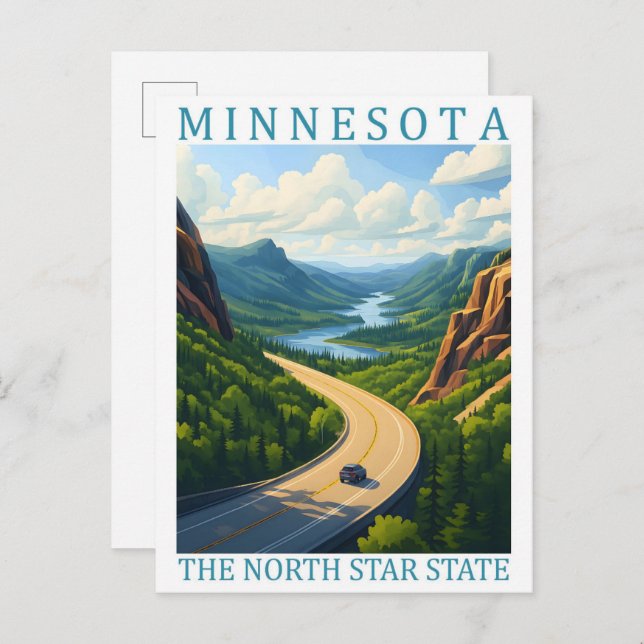 Cartão Postal Minnesota the North Star State USA Viagem Place (Frente/Verso)