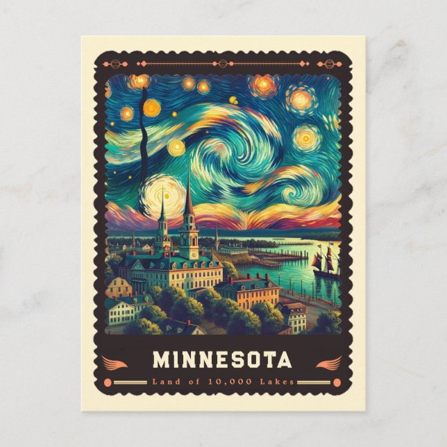 Cartão Postal Minnesota | Vincent Van Gogh inspirado (Frente)