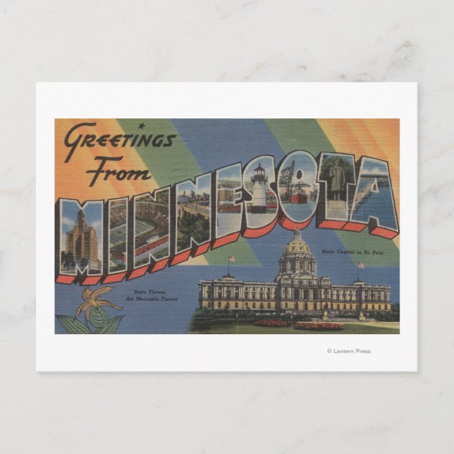 Cartão Postal MinnesotaLarge - Letra ScenesMinnesota (Frente)