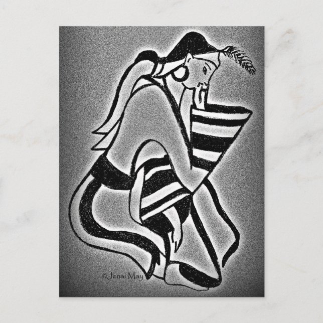 Cartão Postal Minomulher em pensamento (Frente)