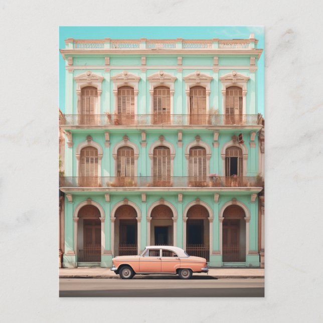 Cartão Postal Mint Building Peach Carro Havana Cuba (Frente)
