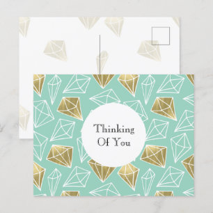 Cartão Postal Mint Diamantes Dourados pensando em você