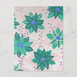 Cartão Postal Mint Green Festivo Floral Impressão