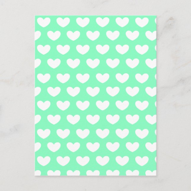 Cartão Postal Mint Green Hearts (Frente)