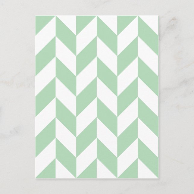 Cartão Postal Mint Green Herringbone Pattern (Frente)