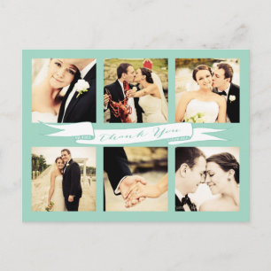Cartão Postal Mint Wedding Obrigado Escrever Foto Da Tipografia