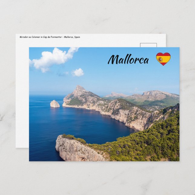 Cartão Postal Mirador es Colomer no Boné de Formentor - Maiorca (Frente/Verso)