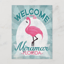 Cartão Postal Miramar Florida Pink Flamingo Retro
