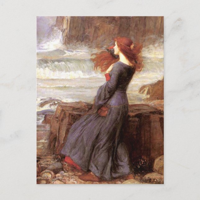 Cartão Postal Miranda The Tempest de John William Waterhouse (Frente)