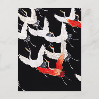 Cartão Postal Miríade de Grous Voadores - Arte Japonesa Antiga