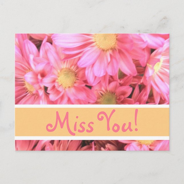 Cartão postal "Miss You", cor-de-rosa (Frente)