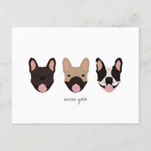 Cartão Postal Miss You French Buldog