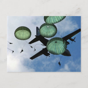 Cartão Postal Missão maciça do salto, pára-quedas, exército
