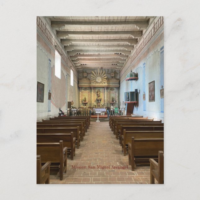 Cartão Postal Missão San Miguel Arcángel, Cor (Frente)