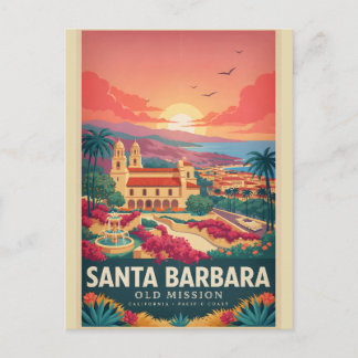 Cartão Postal Missão Velha de Santa Barbara Califórnia Poste