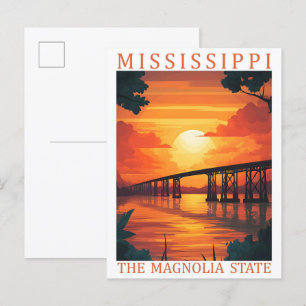 Cartão Postal MIssissippi, Magnolia State USA Viagem Place