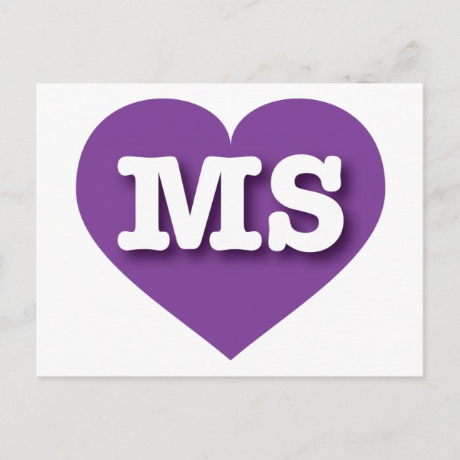 Cartão Postal Mississippi Purple Heart - Eu amo MS (Frente)