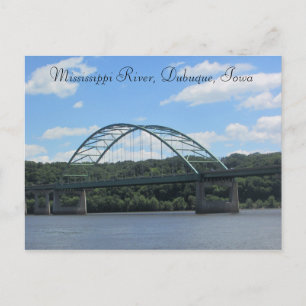 Cartão Postal Mississippi River, Dubuque Iowa Bridge Postcard
