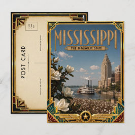 Cartão Postal Mississippi Vintage Art Deco Era de Ouro