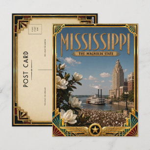 Cartão Postal Mississippi Vintage Art Deco Era de Ouro
