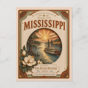 Cartão Postal Mississippi Vintage Paper Cut American Arcana