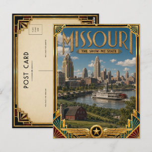 Cartão Postal Missouri Arte Deco Antigo Vintage Idade Dourada
