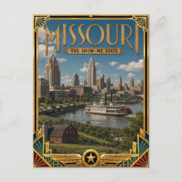 Cartão Postal Missouri Arte Deco Antigo Vintage Idade Dourada