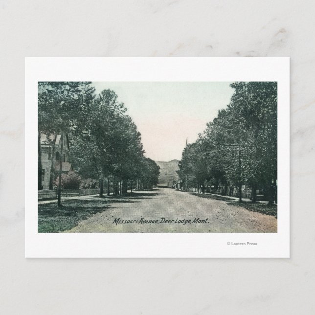 Cartão Postal Missouri Avenue ViewDeer Lodge, MT (Frente)