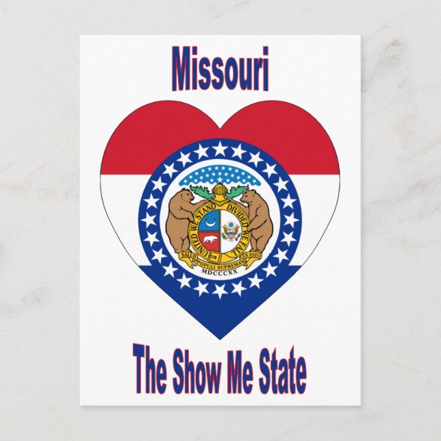 Cartão Postal Missouri Flag Heart (Frente)