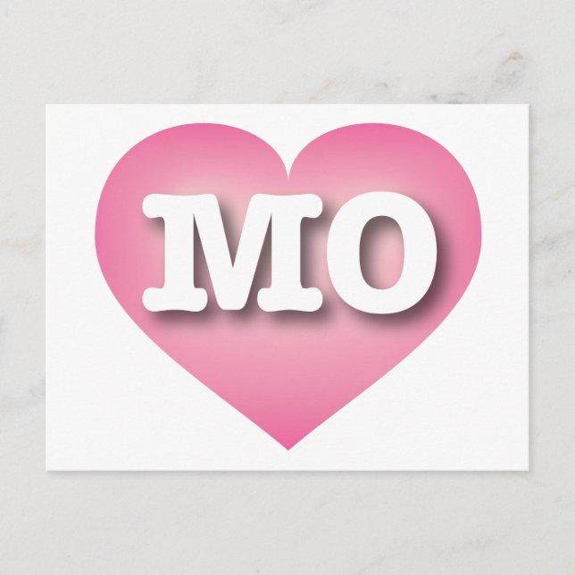 Cartão Postal Missouri Pink Fade Heart - Eu amo MO (Frente)