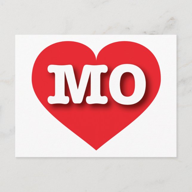 Cartão Postal Missouri Red Heart - Eu amo MO (Frente)