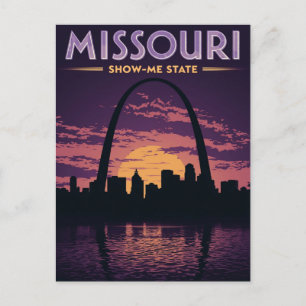 Cartão Postal Missouri Show-Me State St. Louis Arco Pôr do Sol