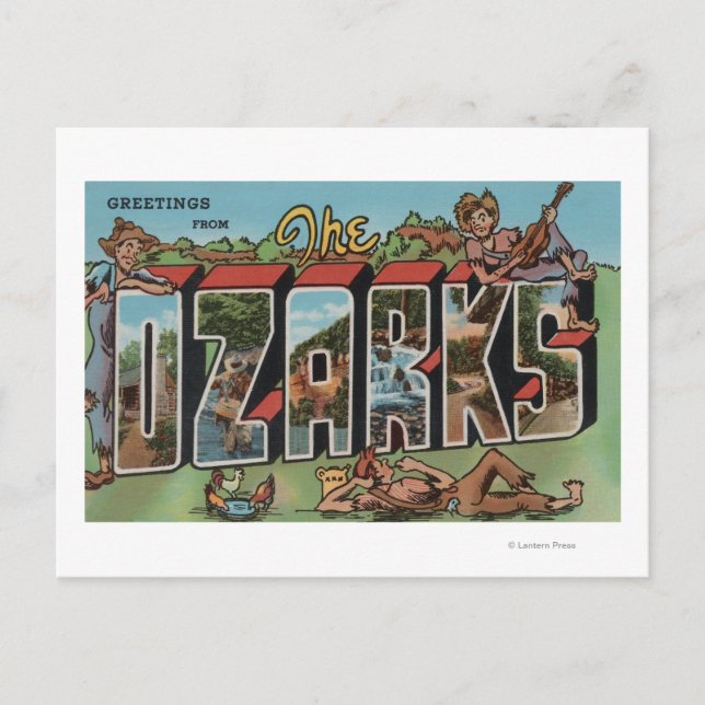 Cartão Postal Missouri - The Ozarks - Large Letter Scenes 2 (Frente)