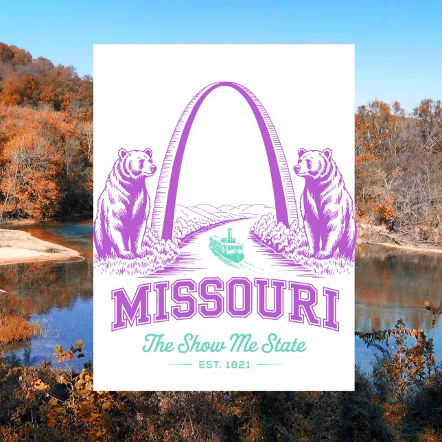 Cartão Postal Missouri The Show Me State Est. Urso 1821 (Missouri The Show Me State Est. 1821 Bear Postcard
)