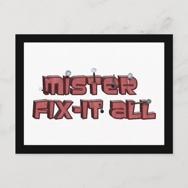 Cartão Postal Mister Fix-It All Wooden Design de texto (Frente)