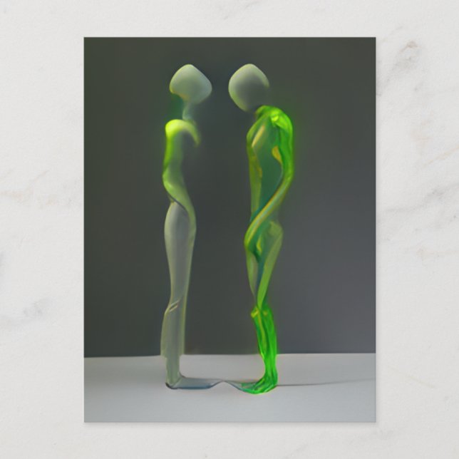 Cartão Postal Misteriosas Pessoas Verdes (Frente)