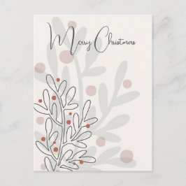 Cartão Postal Mistletoe de Natal desenhado à mão em flor