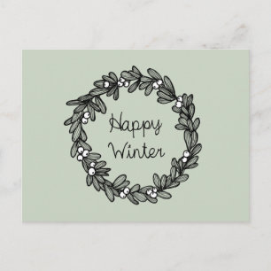 Cartão Postal Mistletoy Wreath - Feliz inverno - transparente
