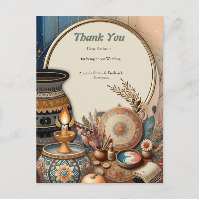 Cartão Postal Mistura boêmica de cores e tema de decoração (Frente)