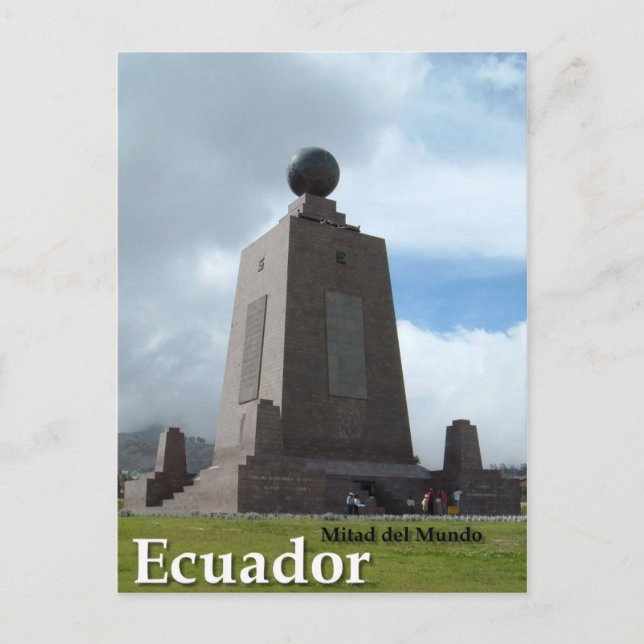 Cartão Postal Mitad del Mundo Equador — monumento de linha equad (Frente)