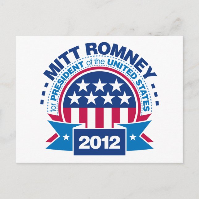 Cartão Postal Mitt Romney para o Presidente 2012 (Frente)