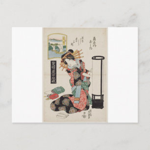 Cartão Postal Miya: Yashio do Ôgiya por Keisai Eisen