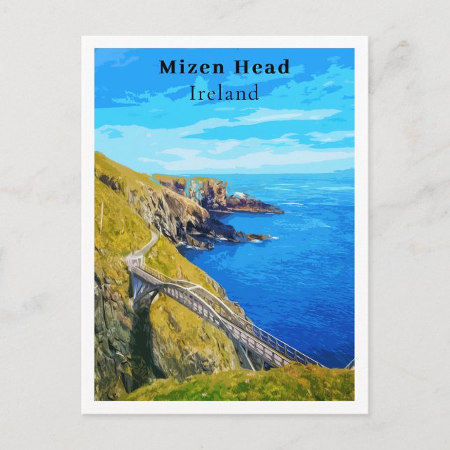 Cartão Postal Mizen Head Cork Irlanda Estilo Retrô  (Frente)