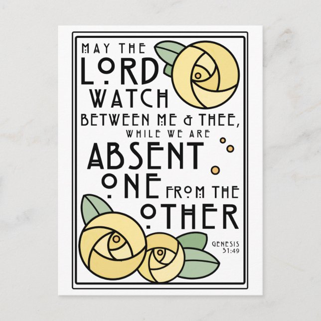 Cartão Postal Mizpah | Art Nouveau Rosas Amarelas (Frente)