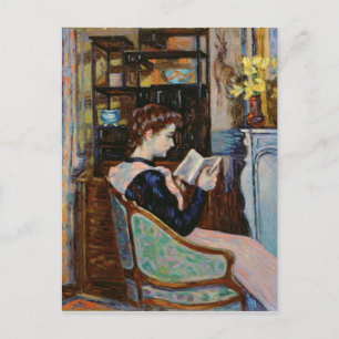 Cartão Postal Mlle. Guillaumin lendo, 1907