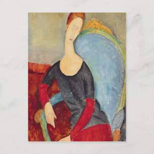 Cartão Postal Mme Hebuterne em uma cadeira azul, 1918