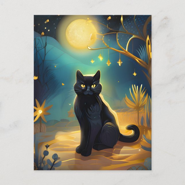 Cartão Postal Moa Cheia de Gato Negro (Frente)