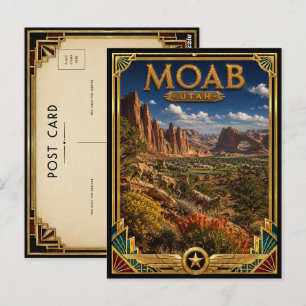 Cartão Postal Moab Utah Arte Deco Vintage Idade Dourada