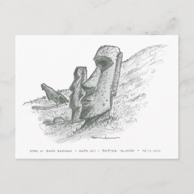 Cartão Postal Moai, Ilha da Páscoa, Chile (Frente)