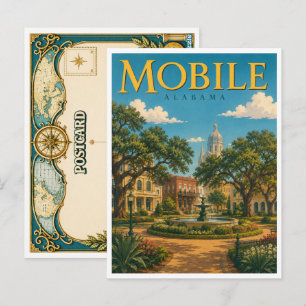 Cartão Postal Mobile Alabama Bienville Square GeoSaga